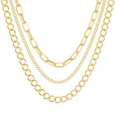 PRICES MAY VARY. Stylish Layered Necklace: A combination that most people like. Each piece of this classic 3-layer necklace can be worn alone or layered with other necklaces, therefore they are perfect to put on every day. About Materials: Our Cuban link chains are crafted from made with hypoallergenic materials, it is nickel, lead, and cadmium-free, 14k gold plated paperclip layered necklace with a shiny protective high-finish. About Length Size: Each chain measures, 1mm, 0.5mm, and 1mm in thic 3 Layer Necklace, Necklace For Women Gold, Lock Chain, Textile Pattern, Layer Necklace, Snake Necklace, Cuban Link Chain, Plated Jewelry, Cuban Link