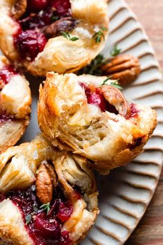 cranberry and pecan puffs on a plate