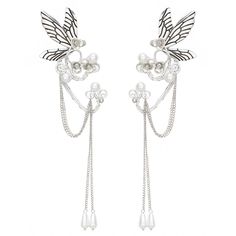 PRICES MAY VARY. Unique Fairy Ear Cuffs: This pair of fairy wing earrings cuff that combines the butterfly dragonfly wing ear clip and pearl tassel earring. The butterfly cuff earrings symbolize freedom, peace and magical, pearl tassel looks attractive and gorgeous. It is the best way to make you looks like an elf, a fairy or a witch. Material of Elf Dangle Earrings: Our elf ear cuff wrap are made of high-quality copper base with simulated pearl beads inlaid on them. (Handcrafted by 15 years+ ex Fairy Wing Earrings, Ear Wrap Earrings, Earrings Cuff, Butterfly Cuff, Elf Ear, Elf Ear Cuff, Fairy Ears, Butterfly Dragonfly, Fairy Accessories