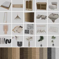 a collage of different types of furniture and decor