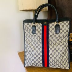 I Am Selling My Gucci Vintage Tote. 100% Authentic Serial Number Shown In Photo Purchase By My Aunt At Gucci Yearssssss Ago I Was Gifted This One And Another One I’m Selling On Here 14” W X 15.5” H X 3” D Excellent Used Condition With Some Very Slight Wear On The Corners And Hardware Authenticated By Poshmark Pre-owned Gucci Bags For Shopping, Pre-owned Rectangular Gucci Bag, Pre-owned Gucci Top Handle Bag, Bags Gucci, Gucci Vintage, Monogram Tote Bags, Monogram Tote, Another One, Womens Tote Bags