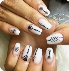 Boho Nail Art Bohemian, Viking Nails Designs, Viking Nail Art, Aug Nails, Pagan Nails, Unique Black Nails, Viking Nails, Arrow Nails, Rodeo Nails