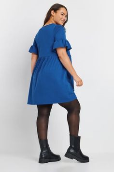 Shop YOURS Curve Cobalt Blue Frilled Sleeve Smock Dress at Yours Clothing. Discover women’s plus size clothing in sizes 10-36 with fast delivery. Smock Dress, Plus Size Clothing, Dress P, Cobalt Blue, Size Clothing, Cobalt, Smocking, Plus Size Outfits, Size 10