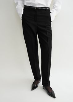 These suit trousers are an expression of TOTEME's distinctive tailoring codes. They are made from a grained fabric with a low, hip-hugging waistband and straight legs that are subtly tapered toward the ankles for a relaxed feel. Team them with a white shirt for a day at work. Denim Outerwear, Suit Trousers, Swim Shop, Trouser Suits, Citizens Of Humanity, Tailored Trousers, Hat Shop, Low Waist, Skirt Top