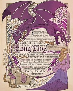 an illustration of a woman and a dragon with the words long live written in it