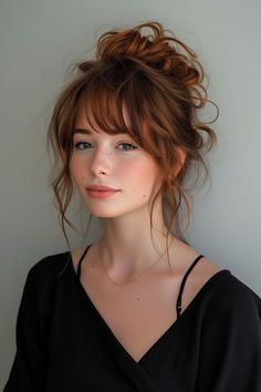 Long Hair With Bangs, Ginger Hair, Hair Dos, Bridesmaid Hair, Hair Updos, Hairstyles With Bangs, Pretty Hairstyles, Wavy Hair, Hair Looks