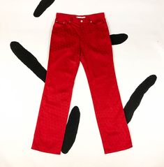 -SO SO GOOD -90s Laura Biagiotta Roma red monogram logo pants -marked a US size 33, waist measures 32 inches (see measurements below) -made in Italy -great condition MEASUREMENTS waist: 16 inches flat hips: 19.5 inches flat length: 41 inches inseam: 32 inches rise: 10.5 inches Monogram Pants, Roma Logo, Logo Monogramme, Logo Pants, Club Kids, Red And Teal, Slip Skirt, Monogram Logo, Hooded Sweater