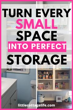 Tired of having small spaces that need to be maximized for storage? When you live in a small house and lack storage, every space is like gold! Find out how to turn your small house and tiny storage spaces into genius storage solutions.  #productivity #smallstorage #smallhouseorganization