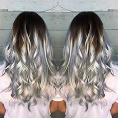 Image result for lavender to plum hair melt Color Melt Hair, Brown And Silver Hair, White Ombre Hair, Color Melting Hair, Hair Colors Ideas, Silver Hair Color, Balayage Hair Blonde, Color Melting