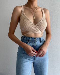 Summer Cami Crochet Top, Crop Top Camisole, Wrap Crop Tops, Bralette Crop Top, Crop Top Outfits, Cute Crop Tops, Outfits Spring, Cropped Cami, Cami Crop Top