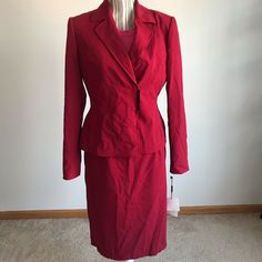 Red Unique Blazer With Skirt Set New With Tags Wrinkled From Closet See Photos Ask Questions Bundle And Save! B1sb2 Elegant Red Fitted Skirt Suit, Red Fitted Skirt Suit For Party, Tailored Red Skirt Suit For Office, Elegant Red Skirt Suit For Work, Classic Red Skirt Suit For Work, Red Fitted Long Sleeve Skirt Suit, Fitted Red Skirt Suit With Long Sleeves, Red Skirt Suit For Spring Workwear, Blazer With Skirt