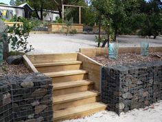 a set of stairs made out of bricks