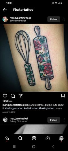 an image of some tattoos on someone's leg and the words baker tattoo are below it