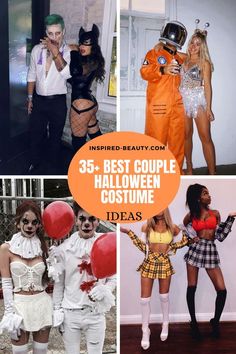 halloween costumes for couples with the words 35 best couple halloween costume ideas in orange and white