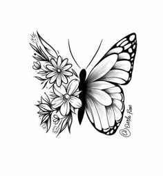 a butterfly with flowers on it's wings