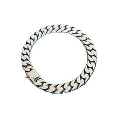 *Item Details: .Material:925 sterling silver .Length&Approx. weight:8.07"(20.5cm) 38gr.+8.66"(22cm) 42gr. .Width:10mm .Thickness:3mm .Introducing our stunning Lightly Oxidised Curb Chain Bracelet - a true gem for those who appreciate timeless elegance. Crafted with 925 sterling silver, this solid and thick chain makes a statement on any wrist. The lightly oxidised finish adds a touch of vintage charm, creating a unique aesthetic that effortlessly complements any outfit. With its sturdy construct Everyday Sterling Silver Bracelet With Curb Chain, Classic Sterling Silver Curb Chain Bracelet, White Gold Sterling Silver Curb Chain Bracelet, Sterling Silver Cuban Link Bracelet With Box Chain, Everyday Sterling Silver Curb Chain Bracelet, Everyday Sterling Silver Cuban Link Bracelet, Sterling Silver Cuban Link Jubilee Bracelet, Silver Sterling Silver Curb Chain Bracelet, Sterling Silver Bracelets With White Gold Curb Chain