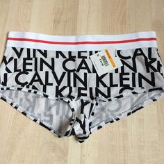 New With Tags Genuine Calvin Klein Logo Boyshort Size Small Calvin Klein Sporty Shorts For Summer, Stretch White Boxer Briefs With Letter Print, Calvin Klein White Bottoms For Loungewear, Calvin Klein Sporty Summer Shorts, Casual White Calvin Klein Boxer Briefs, Summer Letter Print Short Boxer Briefs, Calvin Klein Fitted Casual Shorts, Sporty Calvin Klein Summer Shorts, Calvin Klein Fitted White Boxer Briefs