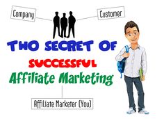 a man standing in front of a sign that says two secrets of successful affirmate marketing