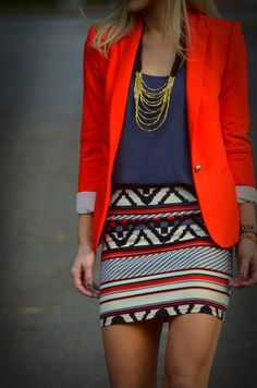 Cute work outfit- Add pantyhose and pumps accordingly Aztec Skirt, Happily Grey, Fashion Mode, Mode Inspiration, Street Styles, Fashion Street, Passion For Fashion