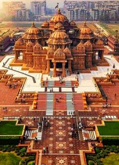 an aerial view of a large building in india