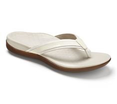 Ride the wave and slip into summer when you wear these Tide II sandals. Their comfy, chic design is sure to make a splash! From Vionic®. Beach Season Toe Post Sandals With Arch Support, Toe Post Sandals With Arch Support For Beach Season, Beach T-strap Sandals With Arch Support, White Beach Slippers With Arch Support, Ride The Wave, Leather Thong Sandals, Comfy Chic, The Wave, Thong Sandals