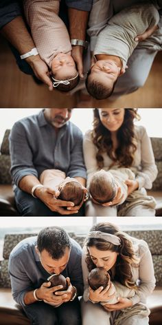 a couple holding their newborn baby in their arms