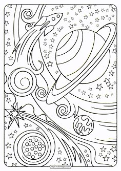 a coloring page with space and stars