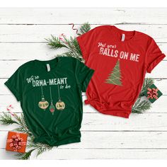 These matching shirts are sure to be a hilarious hit at this year's holiday festivities - whether in person or virtual! This super comfy tee has just the right amount of stretch, and the unisex cut is flattering for both men and women. LOOKING FOR MORE MATCHING TEE STYLES? https://etsy.me/2JsqsDr SIZING Please note that sizes are unisex, so it will fit both men and women. If you prefer a more snug fit, you may consider sizing down. A chart is attached to help you choose your correct size. DETAIL Sarcastic Couple, Couples Shirts Funny, Husband And Wife Shirts, Hubby Wifey Shirts, Wife Shirts, Funny Couple Shirts, Christmas Puns, Couples Christmas, Couple Christmas