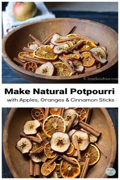 an image of make natural poopurii with apples, oranges and cinnamon sticks