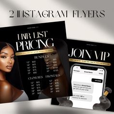 two instagram flyers for hair stylist pricing