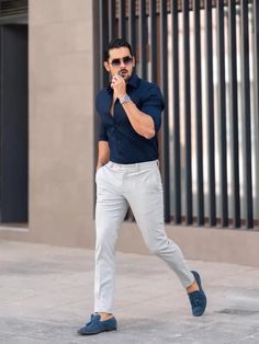 Blue Shirt Matching Pants Mens Business Casual Outfits, Shirt Outfit Men, Classy Outfits Men, Formal Mens Fashion