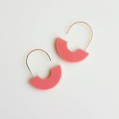 ARCH EARRINGS PINK | pink earrings, arch earrings, minimal jewelry, gold, modern jewelry, statement Minimalist Pink Hoop Earrings For Pierced Ears, Pink Geometric Earrings, Pink Minimalist Hoop Earrings, Pink Minimalist Hoop Earrings Gift, Pink Minimalist Hoop Earrings For Gift, Modern Pink Small Hoop Jewelry, Modern Pink Small Hoop Earrings, Handmade Pink Minimalist Hoop Earrings, Minimalist Handmade Pink Hoop Earrings