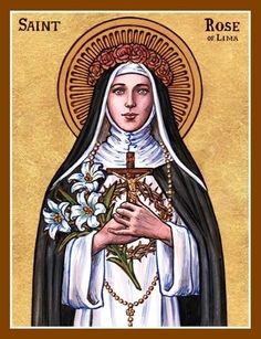 the icon of st rose of alexandria with flowers in her hands and an ornate frame