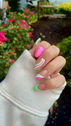 Nail Art Simple, Spring Break Nails, Watermelon Nails, Nails Yellow, Spring Acrylic Nails, Broken Nails, Green Nail, Summery Nails, Cute Summer Nails