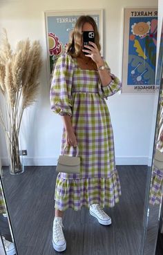 Patty Dress, Best Dresses, Check Dress, Lilac Dress, Spring Dress, Looks Vintage, Outfits Casuales