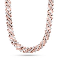 Gold Plated / Two-Tone / 18" 18mm Rose Gold Iced Diamond-Cut Miami Cuban Chain Bling Choker, Hip Hop Bling, Vvs Diamond, Diamond Ice, Diamond Tester, Miami Cuban, Cuban Link Chain, Cuban Chain, Cuban Link