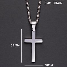 This Pendant Neckchain is a perfect gift for birthdays, father's day, christmas or valentine's day. It is fit for wearing anytime or any occassion. It is the perfect accessory to add to your everyday outfit. Features Type- Chain& link Metals- Stainless Steel Shape/pattern Geometric Clasp Type -LOBSTER Golor Silver 55cm long Please look below for shipping times: Canada Orders ship & arrive within 3 to 9 business days (CAN) International Orders may take up to 2-4 weeks for arrival. Rural c Chain Necklace With Cross Pendant As A Gift, Silver Cross Necklace For Father's Day Gift, Valentine's Day Gift Silver Chain Necklace, Stainless Steel Cross Necklace With Chain As Gift, Trendy Cross Pendant Jewelry Gift, Gift Stainless Steel Cross Necklace With Chain, Stainless Steel Chain Jewelry For Father's Day, Cross Box Chain Necklace As Gift, Cross Box Chain Necklace Gift