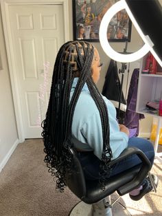 Long Knotless With Curls At The End, Large Knotless With Curly Ends, Hair Styles Black Braids