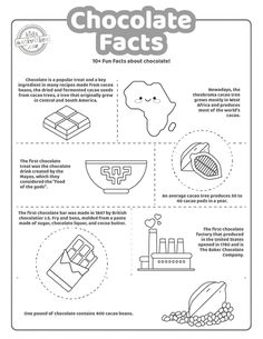 the chocolate fact worksheet for kids to help students learn how to make their own chocolate