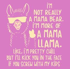 a pink background with an image of a llama wearing sunglasses and the words, i'm not really a mama bear