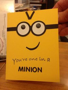 a minion birthday card with the words you're in a minon on it