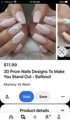 Nails Natural, Ombre Nails Glitter, Pretty Nail Designs, Prom Nails, Hair Stuff, Nail Art Hacks, Cute Nail Designs, Fancy Nails, Gorgeous Nails