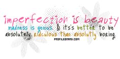 the words imperfectfection is beauty on a white background