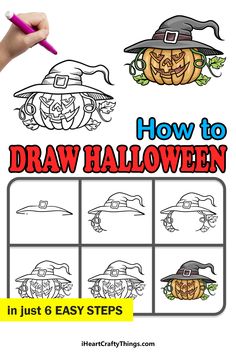 how to draw halloween in just 6 easy steps