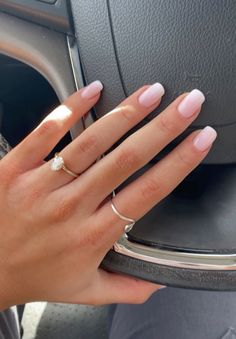 Ombre milky pink french tip Nails Acrylic Milky Pink, Square Nails Ombre French, French Nail Fade, Milky French Ombre Nails, Natural Ombre French Manicure, Rounded Square Ombre Nails, Pink And White French Tip Nails Natural, Pink French Tip Nails Dip Powder, French Tip Nails Fade