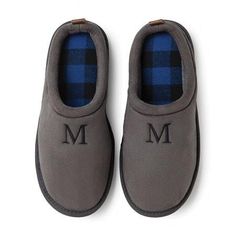 Keep him comfy and warm this winter with these personalized slippers for Valentine's Day Dad Shoe, Personalized Slippers, Clog Style, Clogs Style, 3 Characters, Clog Slippers, Black Thread, Personalized Valentines, House Slippers