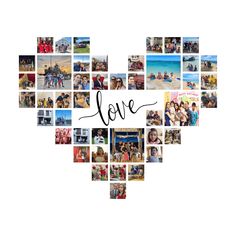 a heart made up of photos with the word love written in it's center