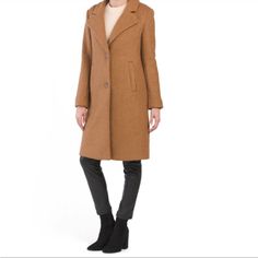 New With Tags On Christian Siriano Wool Blend Knee-Length Button Front Coat Color: Camel, Tan Size M Measurements Laying Flat: Shoulder To Shoulder 18” Armpit To Armpit 22” Brown Button Cuffs Outerwear For Work, Brown Outerwear With Button Cuffs For Work, Camel Lapel Collar Outerwear For Work, Camel Wool Coat For Workwear In Fall, Brown Wool Coat For Office In Fall, Formal Camel Outerwear For Fall, Chic Camel Wool Coat For Work, Beige Wool Coat With Buttons For Work, Brown Outerwear With Button Closure For Office