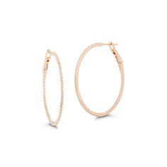 Rose Gold-1^Gold Diamond Hoops: DRD Medium Large Hoops in Rose Gold Rose Gold Hoop Earrings With Brilliant Cut Diamonds, Rose Gold Diamond Hoop Earrings With Brilliant Cut, Rose Gold Hoop Earrings With Single Cut Diamonds, Rose Gold Diamond Hoop Earrings With Single Cut Diamonds, Classic Rose Gold Diamond Hoop Earrings, Diamond-cut Diamond Hoop Earrings In Rose Gold, Everyday Hoop Diamond Earrings With Pave Setting, Everyday Pave Setting Diamond Hoop Earrings, Rose Gold Diamond-cut Hoop Earrings