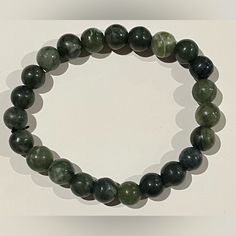 Natural, Genuine Crystal Jade Beaded Bracelet, Green Jade Crystal, Crystal Bead Bracelet, Jade Crystal, Crystal Beads Bracelet, Character Inspo, Black Bracelets, Jade Beads, Green Jade